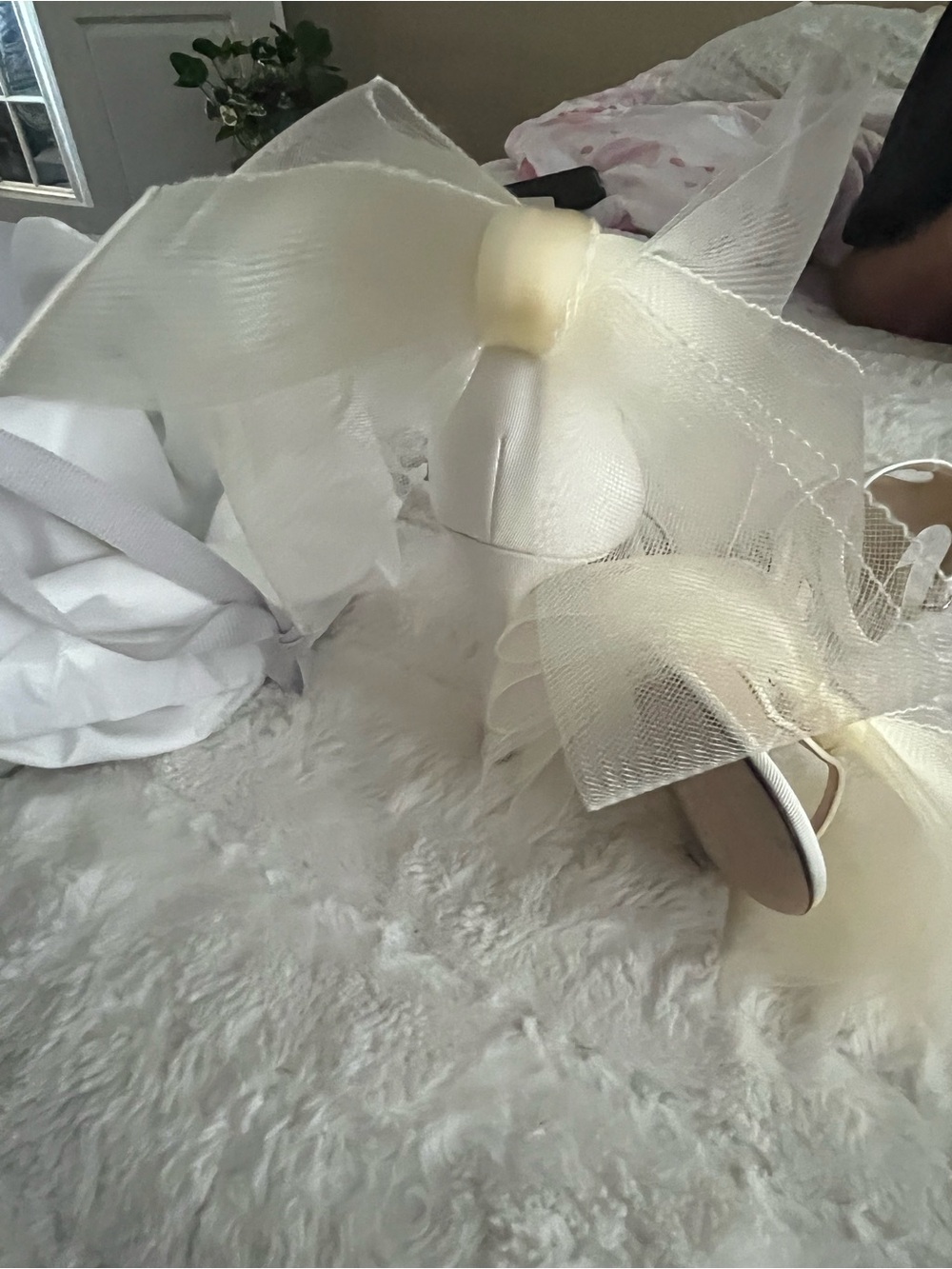 Jimmy Choo Ivory Satin Bow Ankle-Strap Heels - Picture 3 of 4